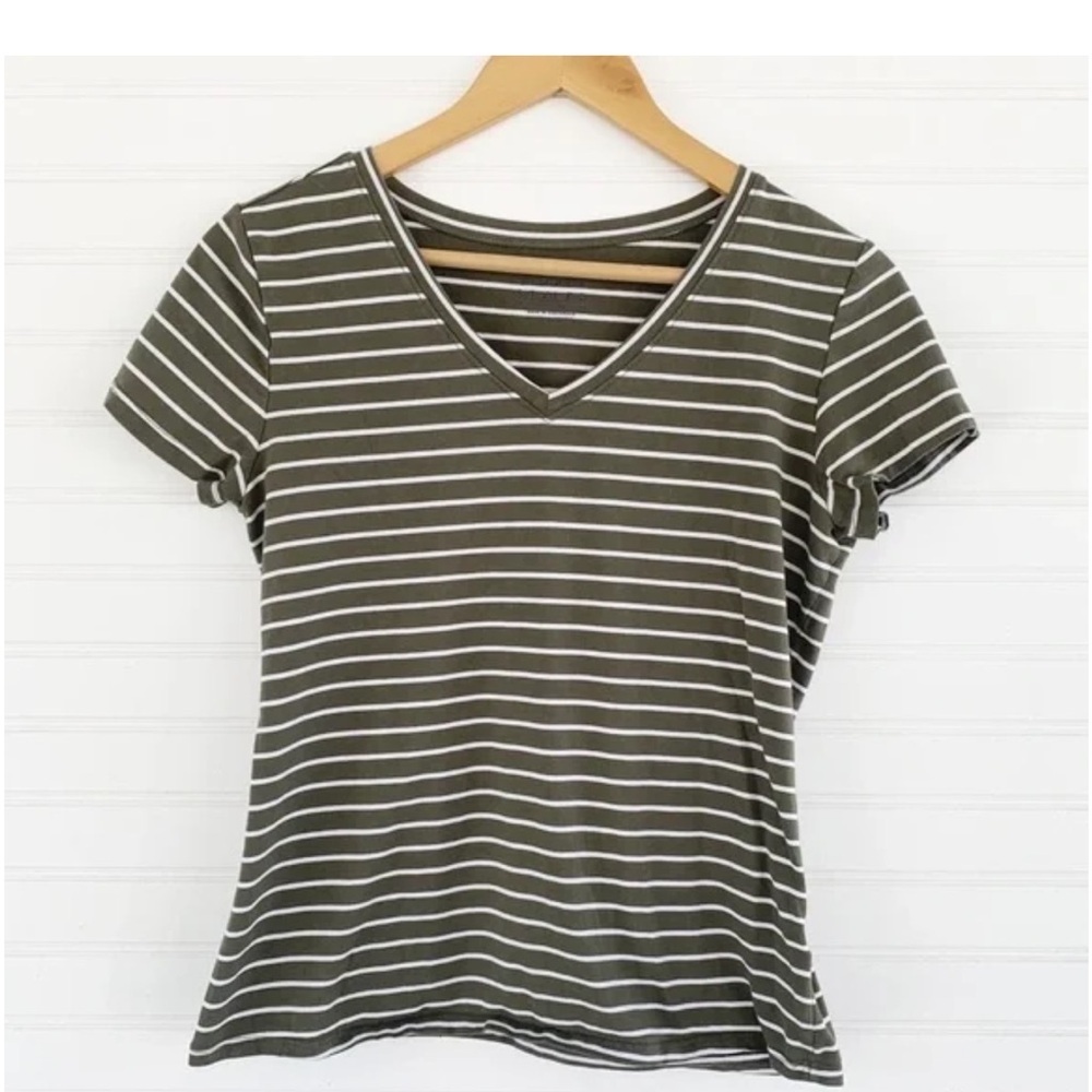 Simply Styled Green and Tan Fitted Short Sleeve T-Shirt